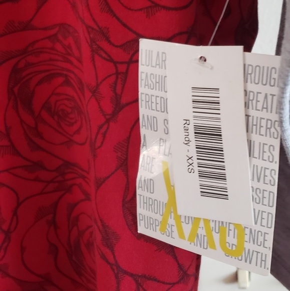 Lularoe Randy xxs red rose and grey sleeve top - Picture 3 of 3